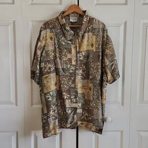 Vintage Grove Avenue Womens Button Front Top Size 5X 100% Silk Tropical Vacation